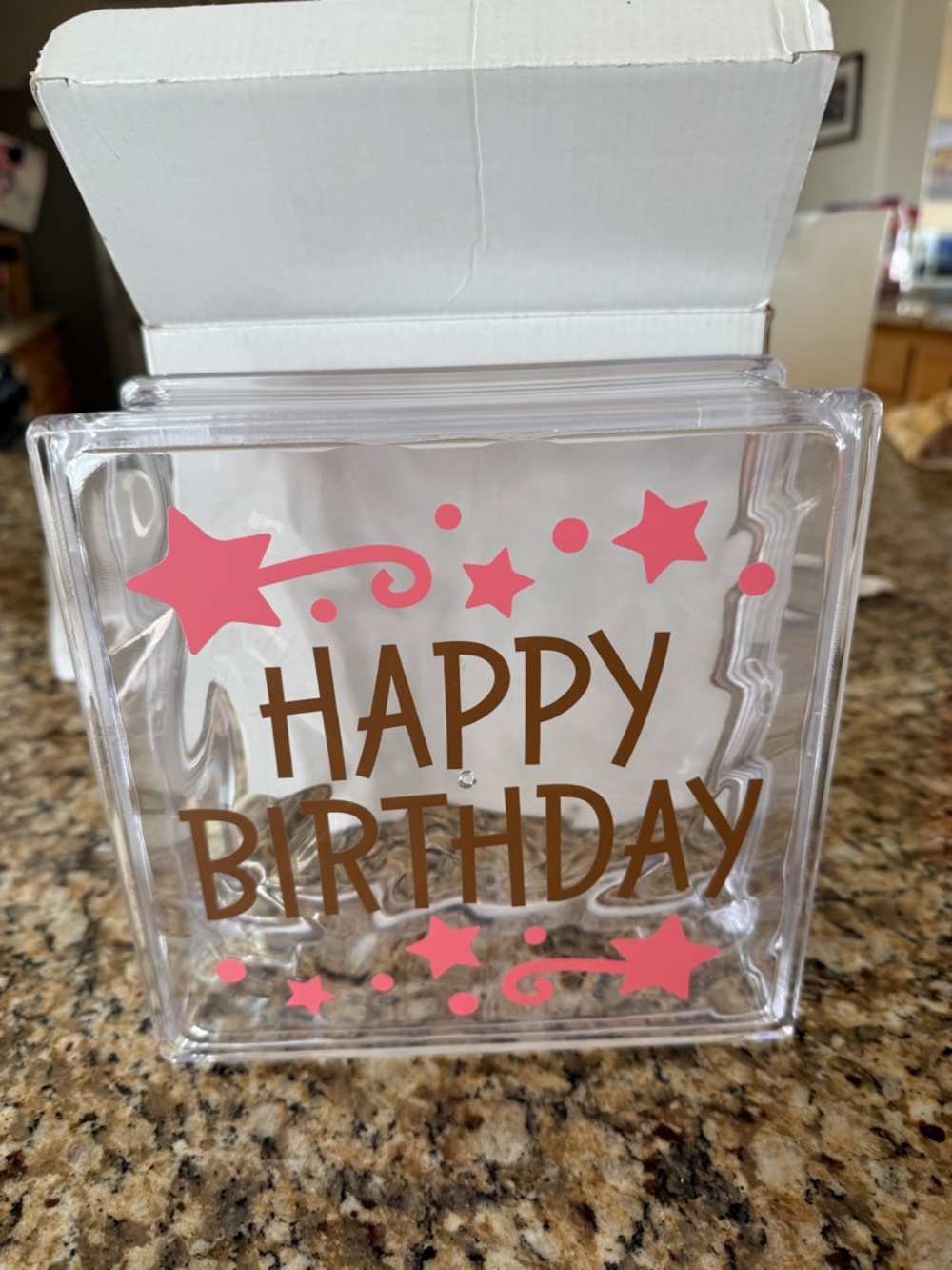 Clear Acrylic Block, Happy Birthday sign